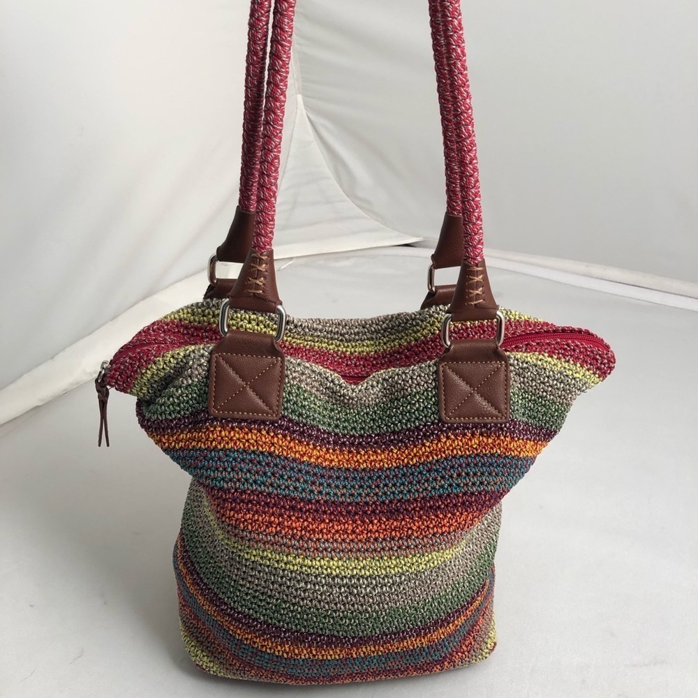The Sak Classic Casual slouchy crochet rainbow tote bag